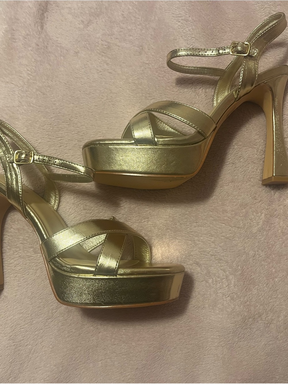 Amazon Metallic Gold Platform Strappy Heeled Sandals
